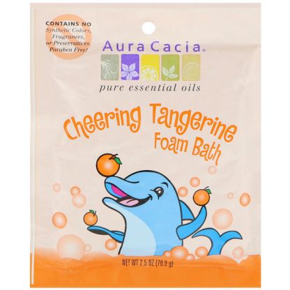 AURA CACIA, CHEERING FOAM BATH, TANGERINE, 2.5 OZ / 70.9g