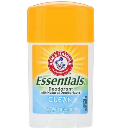 ARM & HAMMER, ESSENTIALS NATURAL DEODORANT, FOR MEN AND WOMEN, CLEAN, 1.0 OZ / 28g