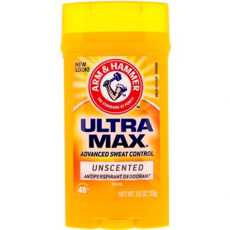 ARM & HAMMER, ULTRAMAX, SOLID ANTIPERSPIRANT DEODORANT, FOR MEN, UNSCENTED, 2.6 OZ / 73g