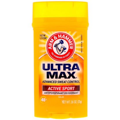 ARM & HAMMER, ULTRAMAX, SOLID ANTIPERSPIRANT DEODORANT, FOR MEN, ACTIVE SPORT, 2.6 OZ / 73g