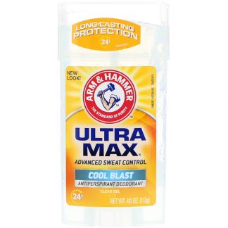 ARM & HAMMER, ULTRAMAX, CLEAR GEL ANTIPERSPIRANT DEODORANT, FOR MEN, COOL BLAST, 4.0 OZ / 113g