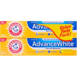 ARM & HAMMER, ADVANCEWHITE, EXTREME WHITENING TOOTHPASTE, CLEAN MINT, TWIN PACK, 6.0 OZ / 170g EACH