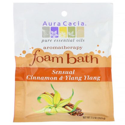 AURA CACIA, AROMATHERAPY FOAM BATH, SENSUAL CINNAMON & YLANG YLANG, 2.5 OZ / 70.9g