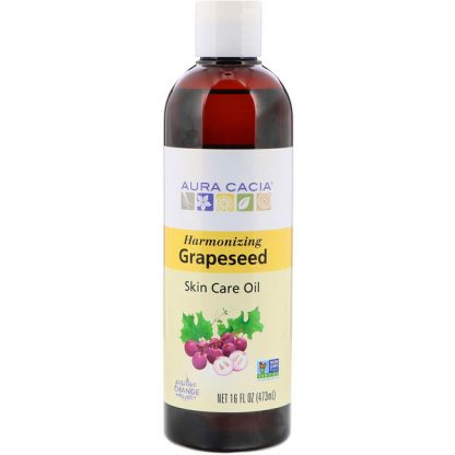 AURA CACIA, SKIN CARE OIL, HARMONIZING GRAPESEED, 16 FL OZ / 473ml