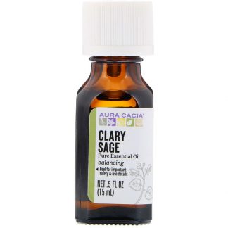 AURA CACIA, PURE ESSENTIAL OILS, CLARY SAGE, .5 FL OZ / 15ml