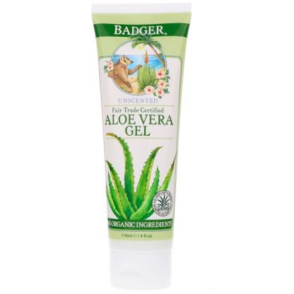 BADGER COMPANY, ALOE VERA GEL, UNSCENTED, 4 FL OZ / 118ml