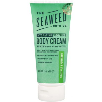 THE SEAWEED BATH CO., HYDRATING SOOTHING BODY CREAM, EUCALYPTUS & PEPPERMINT, 6 FL OZ / 177ml