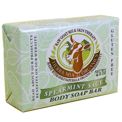 TIERRA MIA ORGANICS, RAW GOAT MILK SKIN THERAPY, BODY SOAP BAR, SPEARMINT SAGE, 4.2 OZ