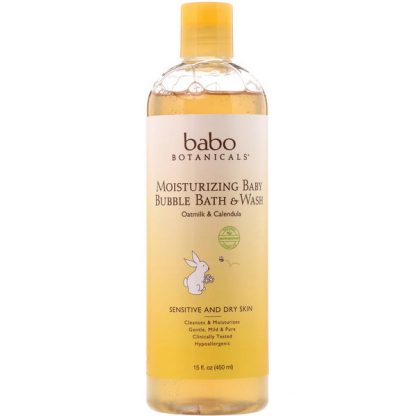 BABO BOTANICALS, MOISTURIZING BABY BUBBLE BATH & WASH, OATMILK CALENDULA, 15 FL OZ / 450ml