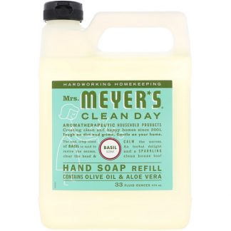 MRS. MEYERS CLEAN DAY, LIQUID HAND SOAP REFILL, BASIL SCENT, 33 FL OZ / 975ml