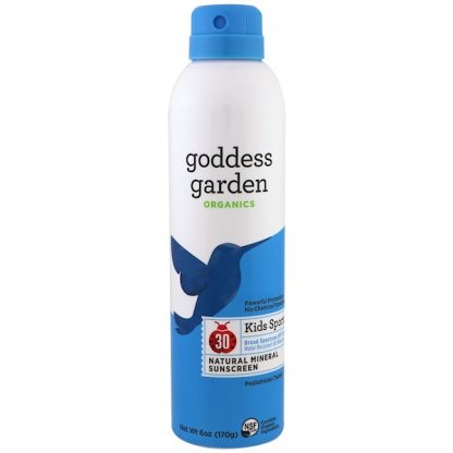 GODDESS GARDEN, ORGANICS, NATURAL SUNSCREEN, KIDS SPORT, SPRAY, SPF 30, 6 OZ / 170g