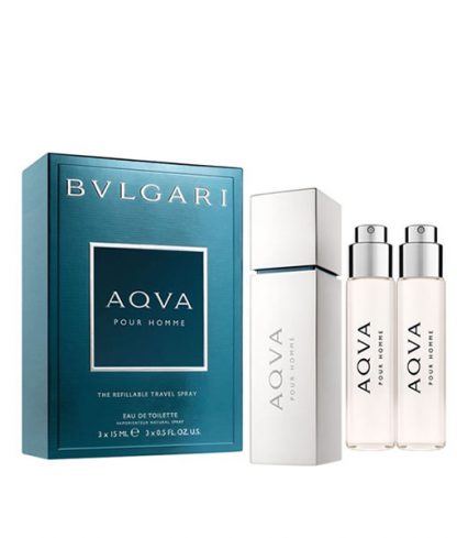 BVLGARI AQVA POUR HOMME THE REFILLABLE TRAVEL SPRAY GIFT SET FOR MEN